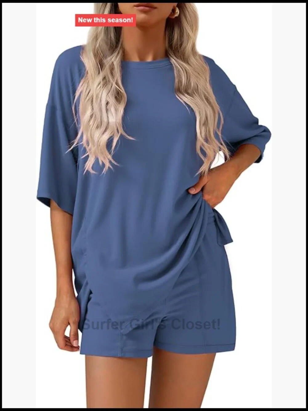 2 Piece Lounge Set Oversized Tee & Shorts with Pockets Matching Travel Outfit